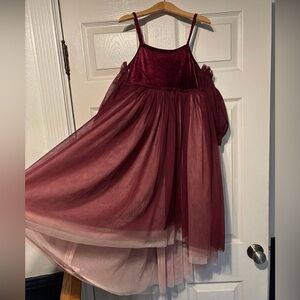 Ollie Jay Velvet Layered Ombré Tulle Gown in Everly Wine Size 8